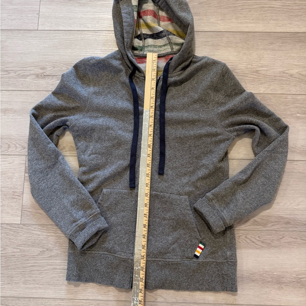 Hudsons Bay Full Zip Jacket Hoodie Sz S French Terry Retro Striped Gray Womens - Picture 12 of 15
